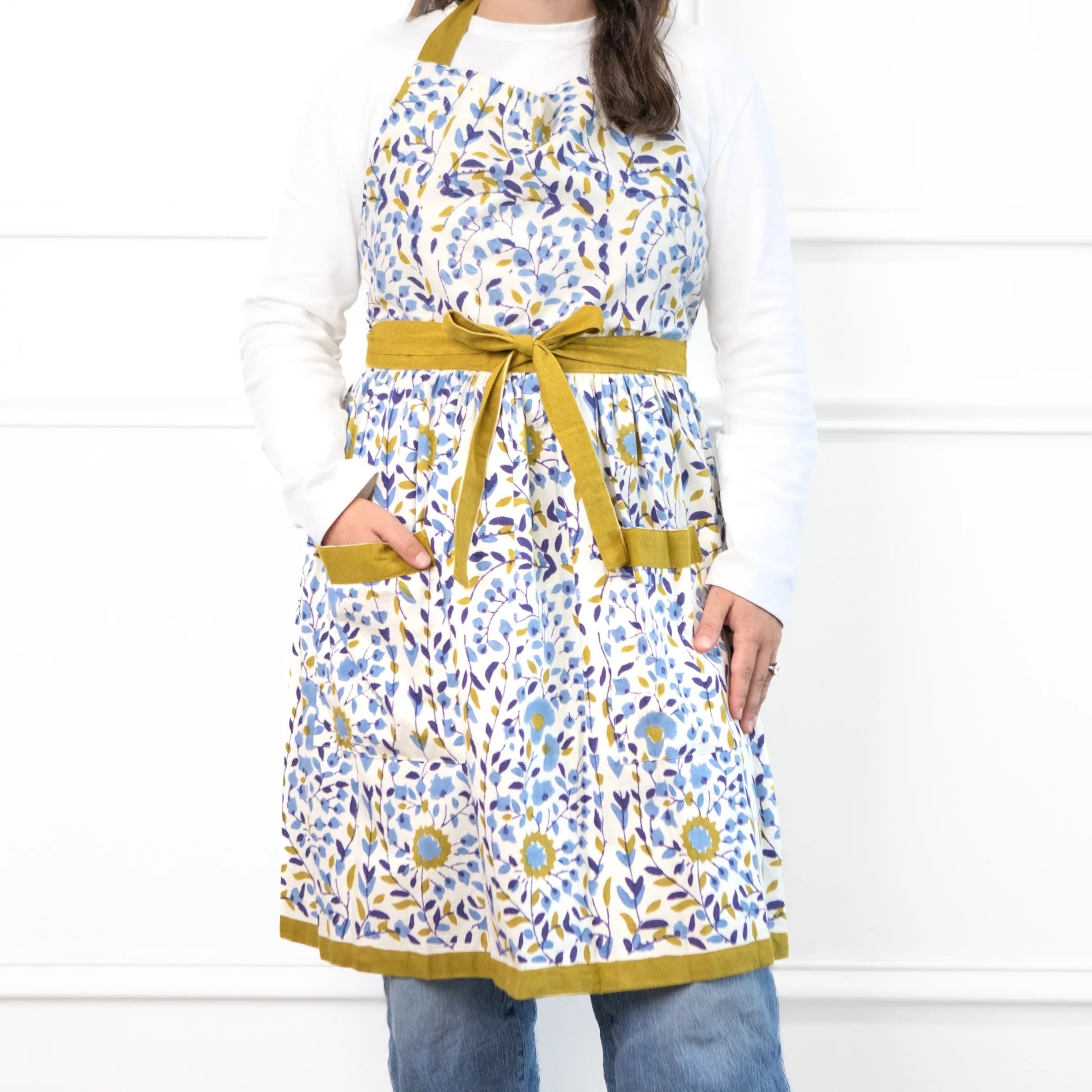 Starflower Blue & Ochre Apron