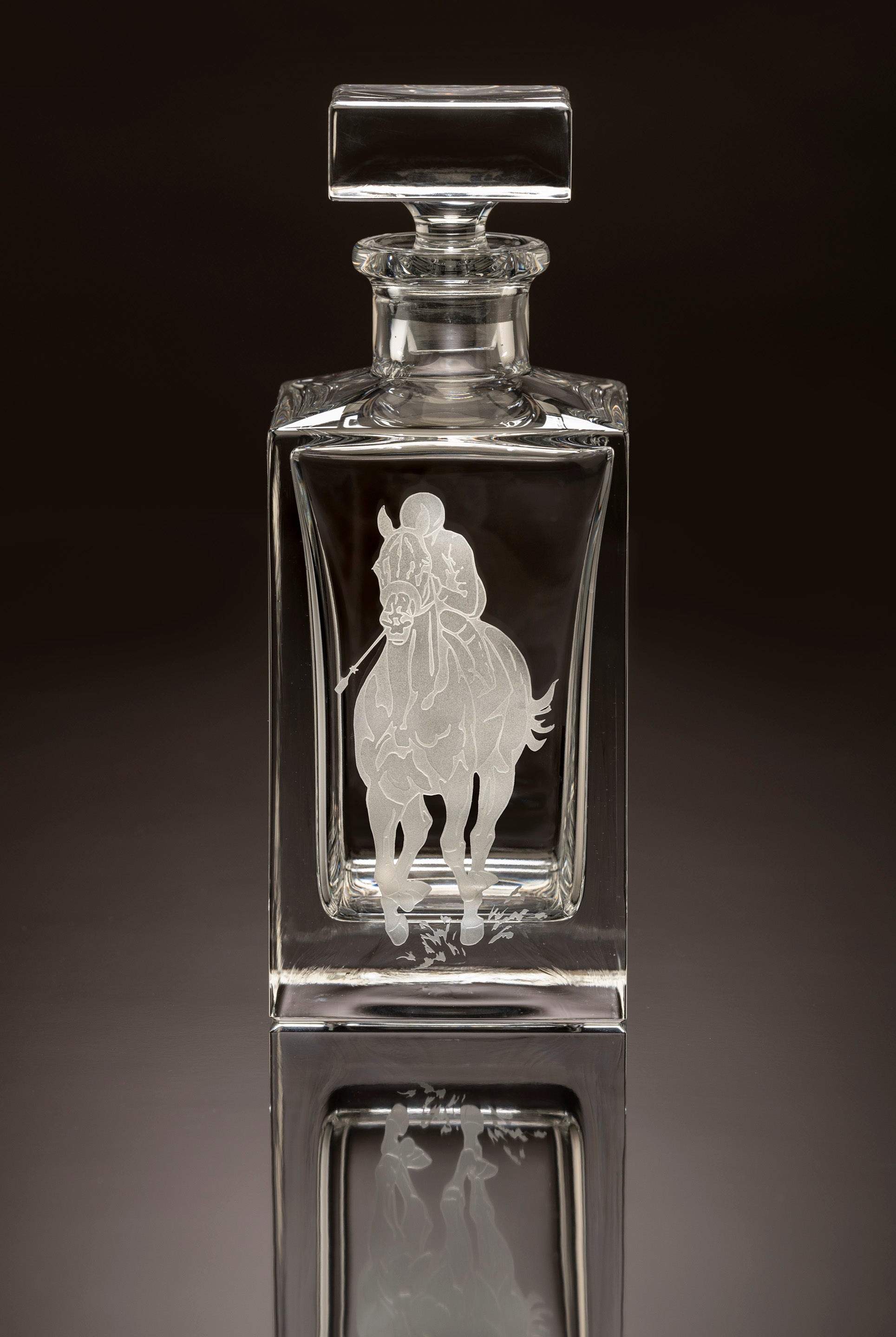 Race Horse Square Crystal Decanter