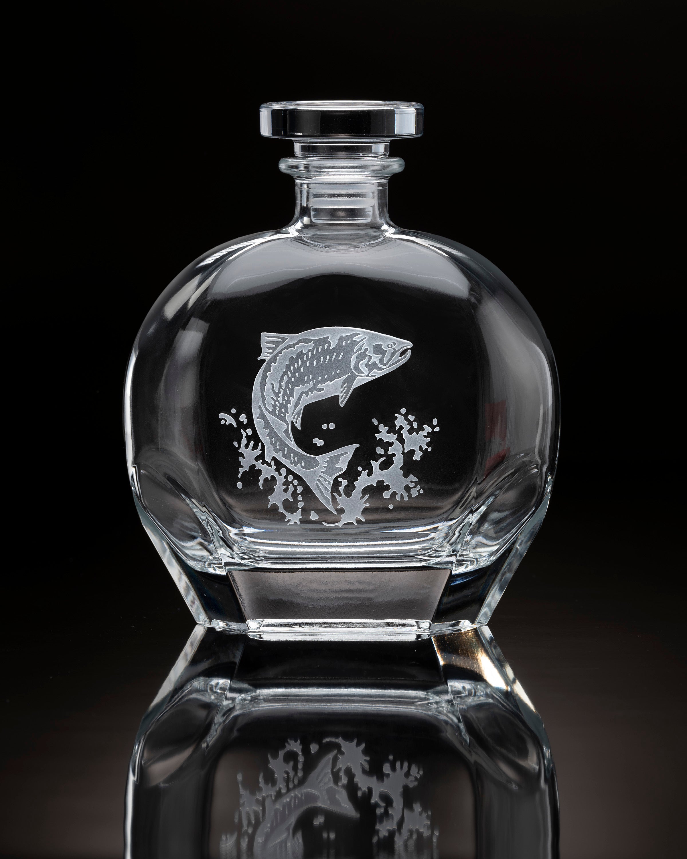 Salmon Crystal Round Decanter | Fly Fishing Collection