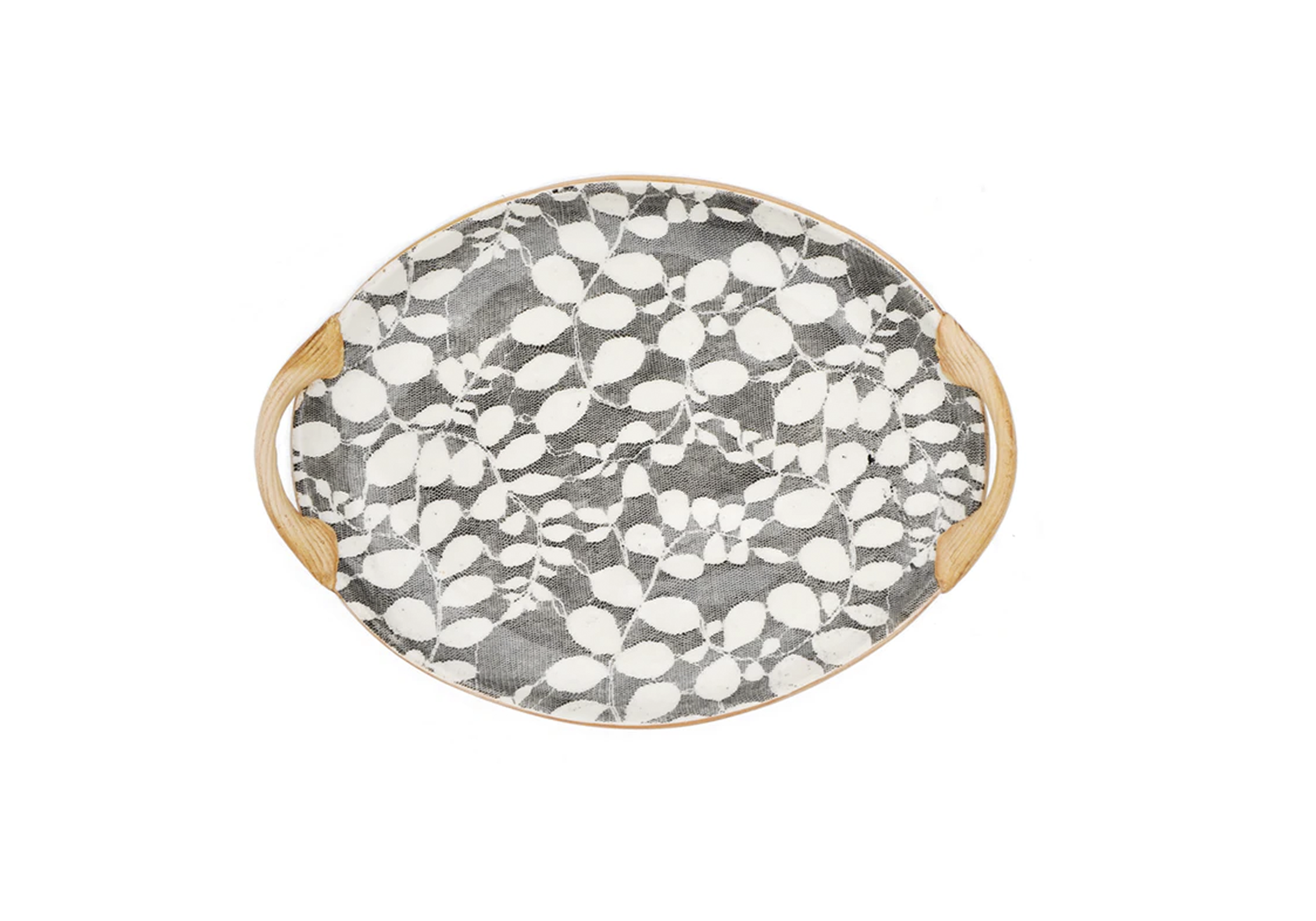 Black Small Oval Tray with Handles - Thumbnail 2