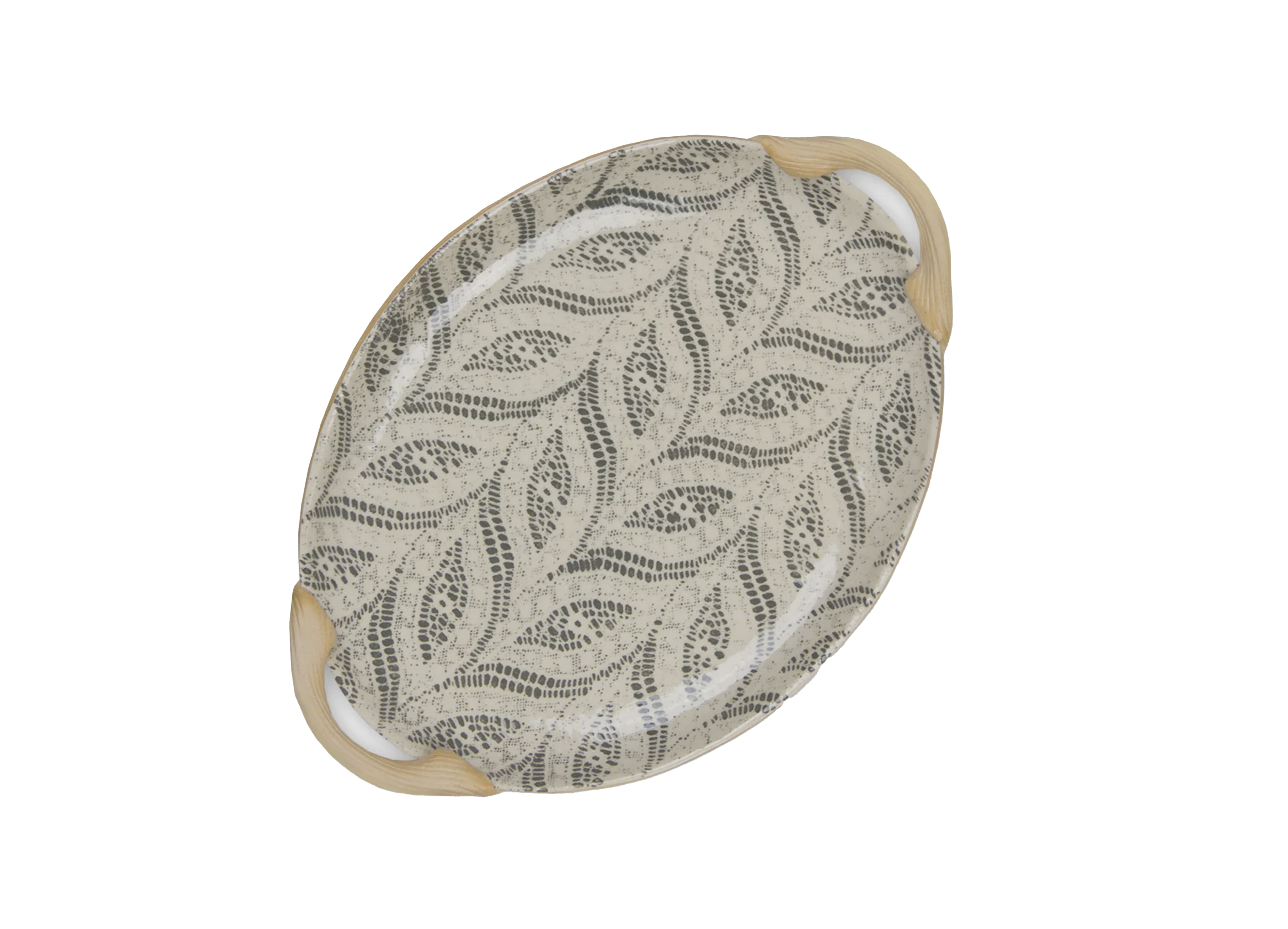 Charcoal Small Oval Tray with Handles