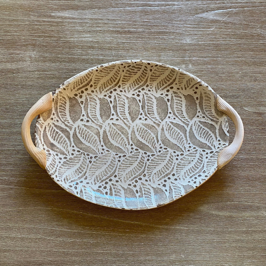 Mocha Small Oval Tray with Handles
