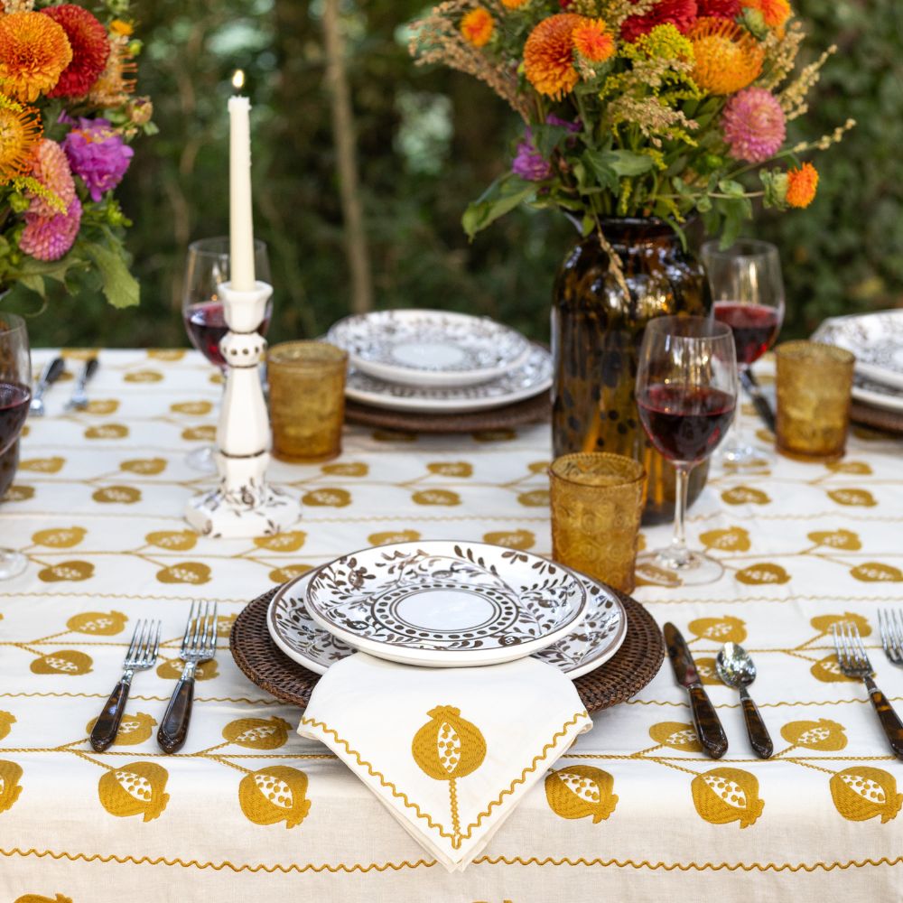 Pomegranate Scroll Candlestick Beige Set of 2