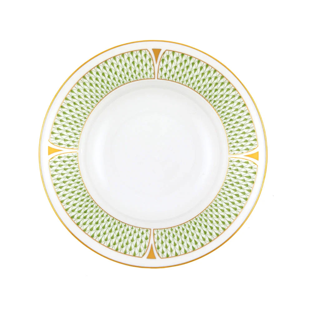Art Deco Green Rim Soup