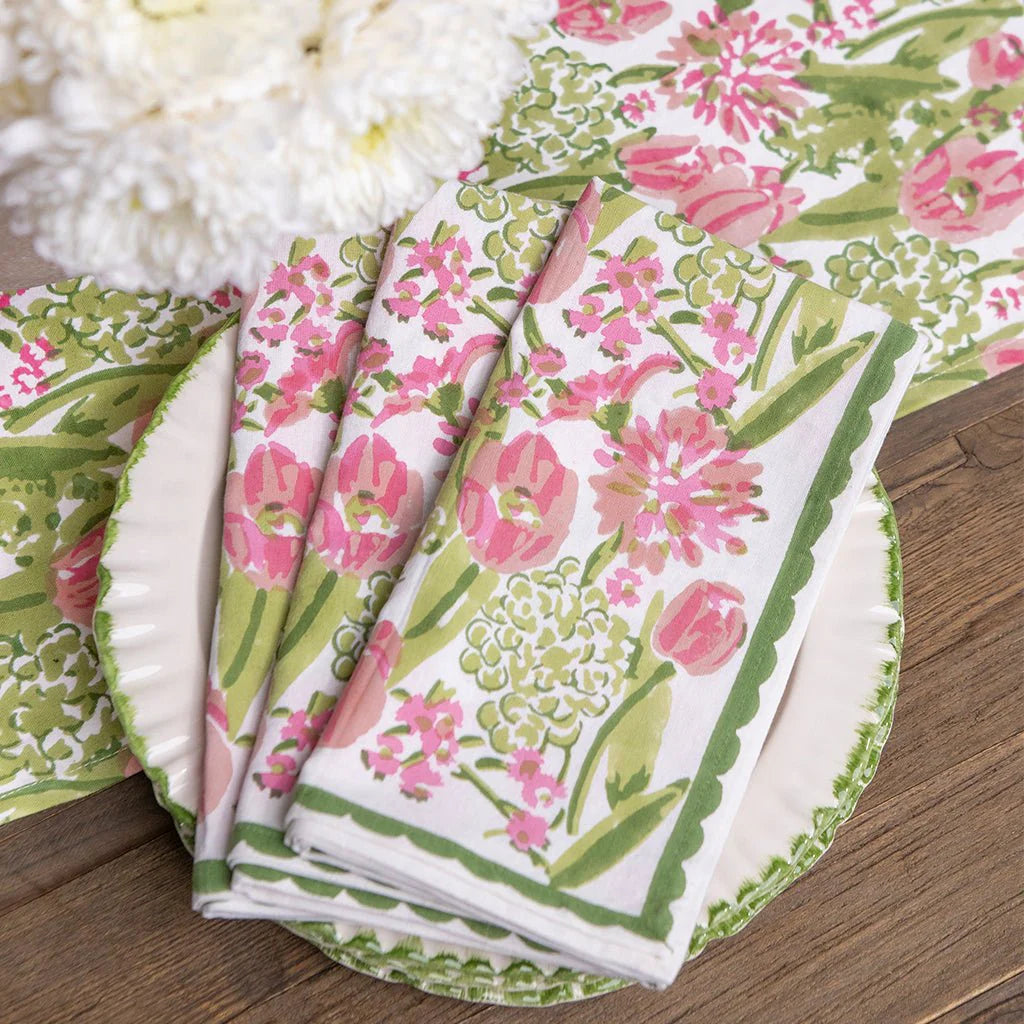 Bouquet Pink & Green Napkins Set/4