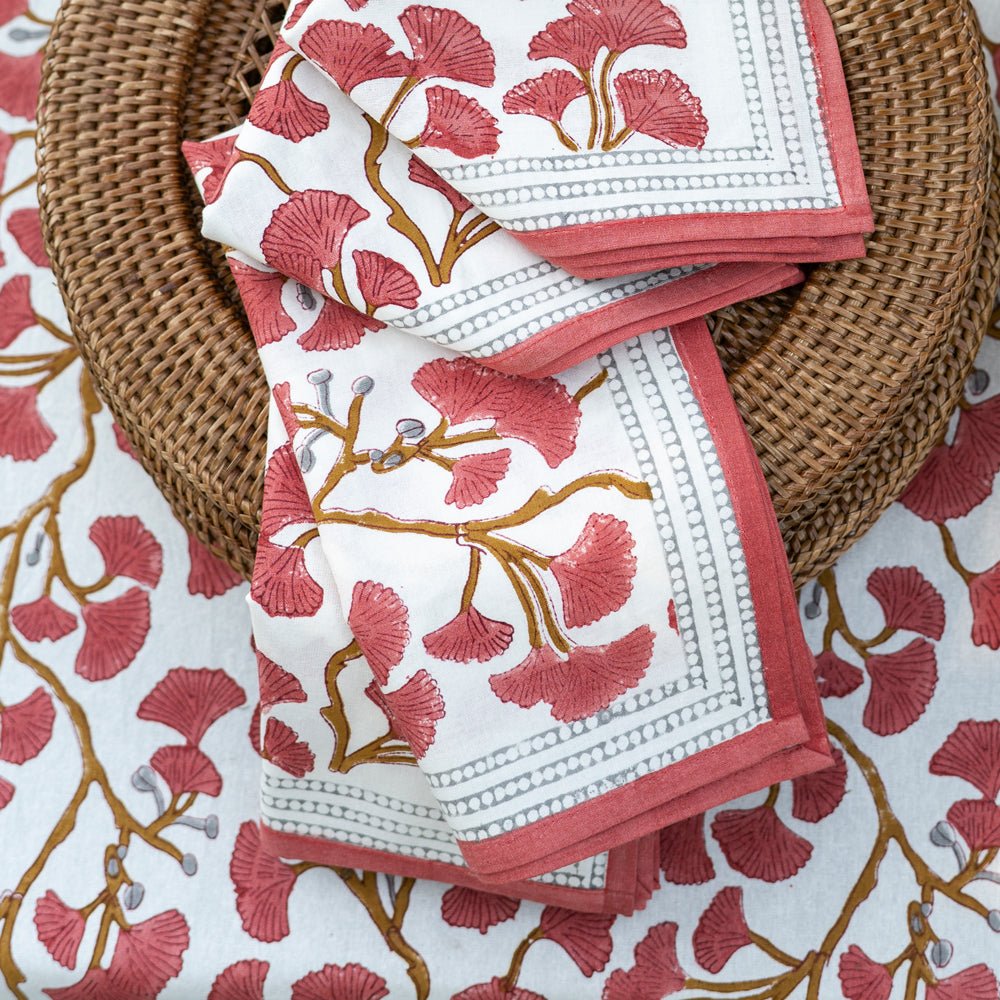 Ginkgo Coral Napkin Set 4