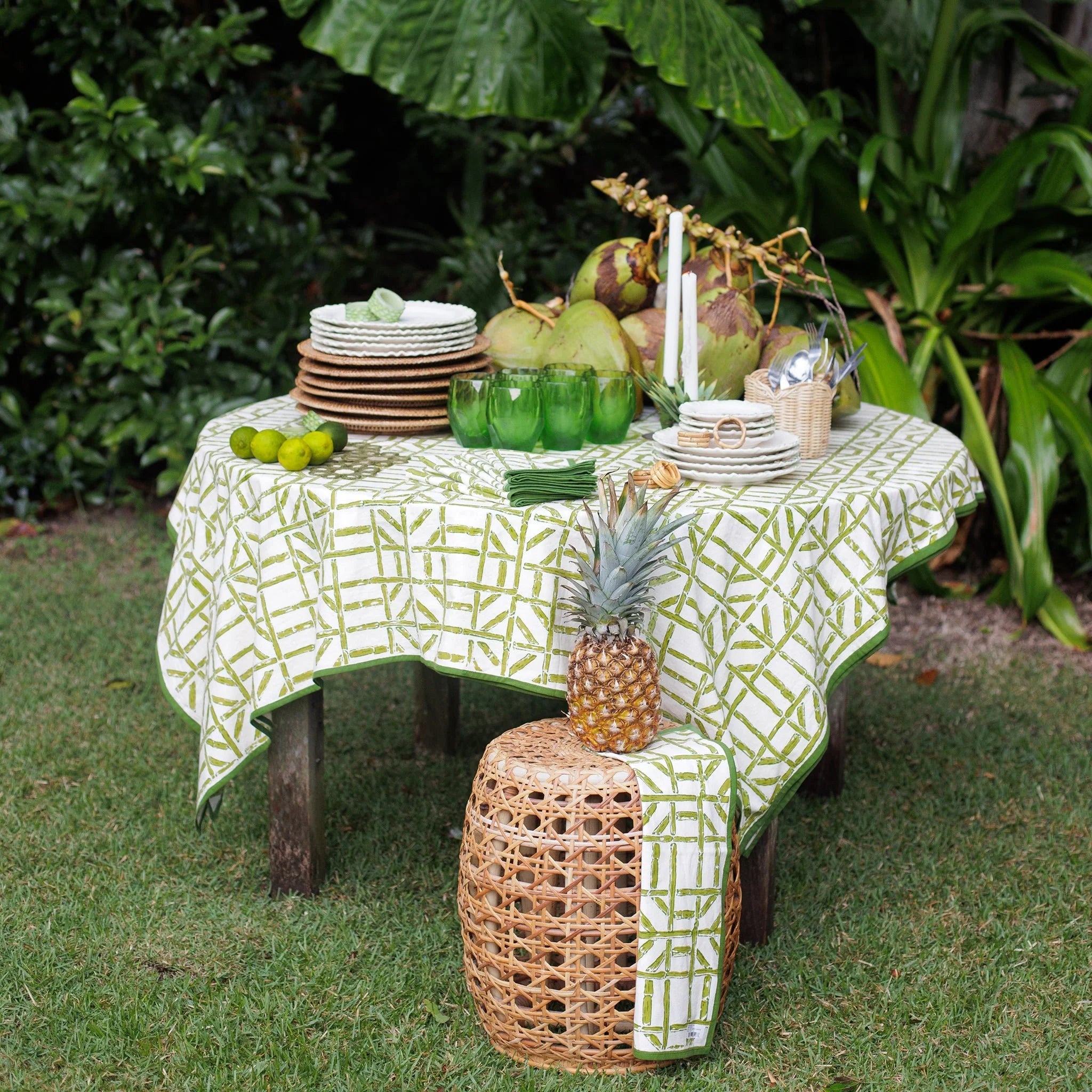 Green Bamboo Tablecloth