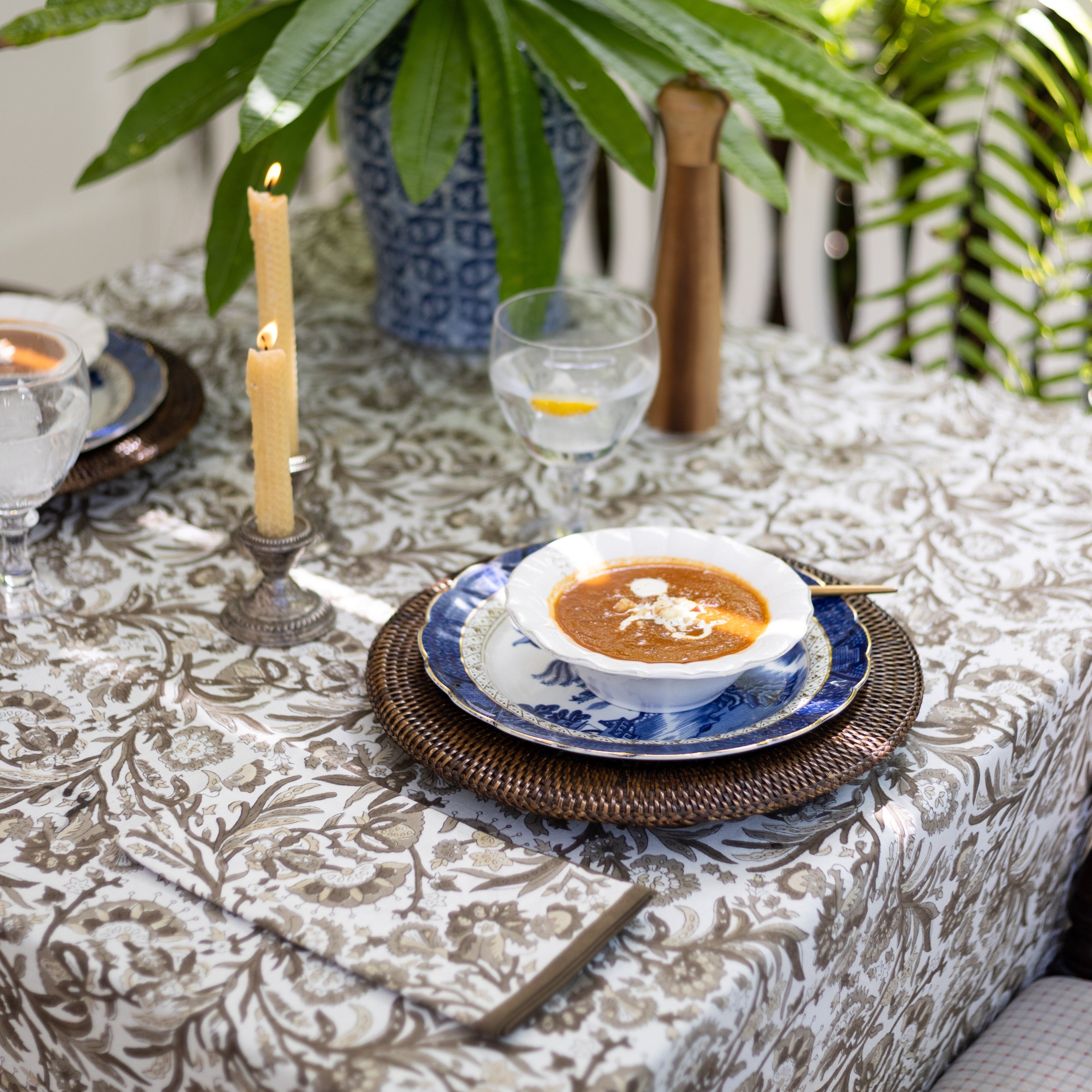 India Hicks Wildcard Mocha Tablecloth