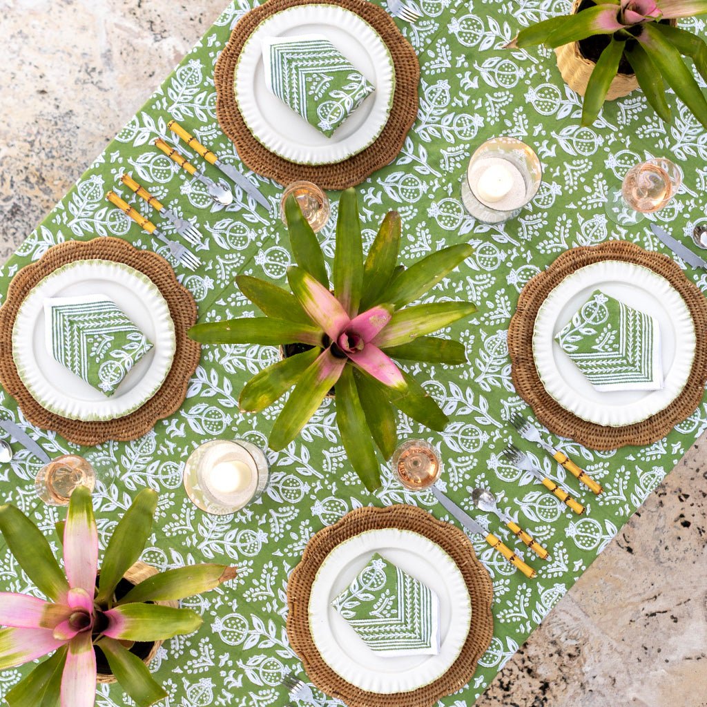 Pomegranate Green Tablecloth