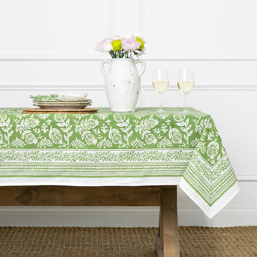 Pomegranate Green Tablecloth
