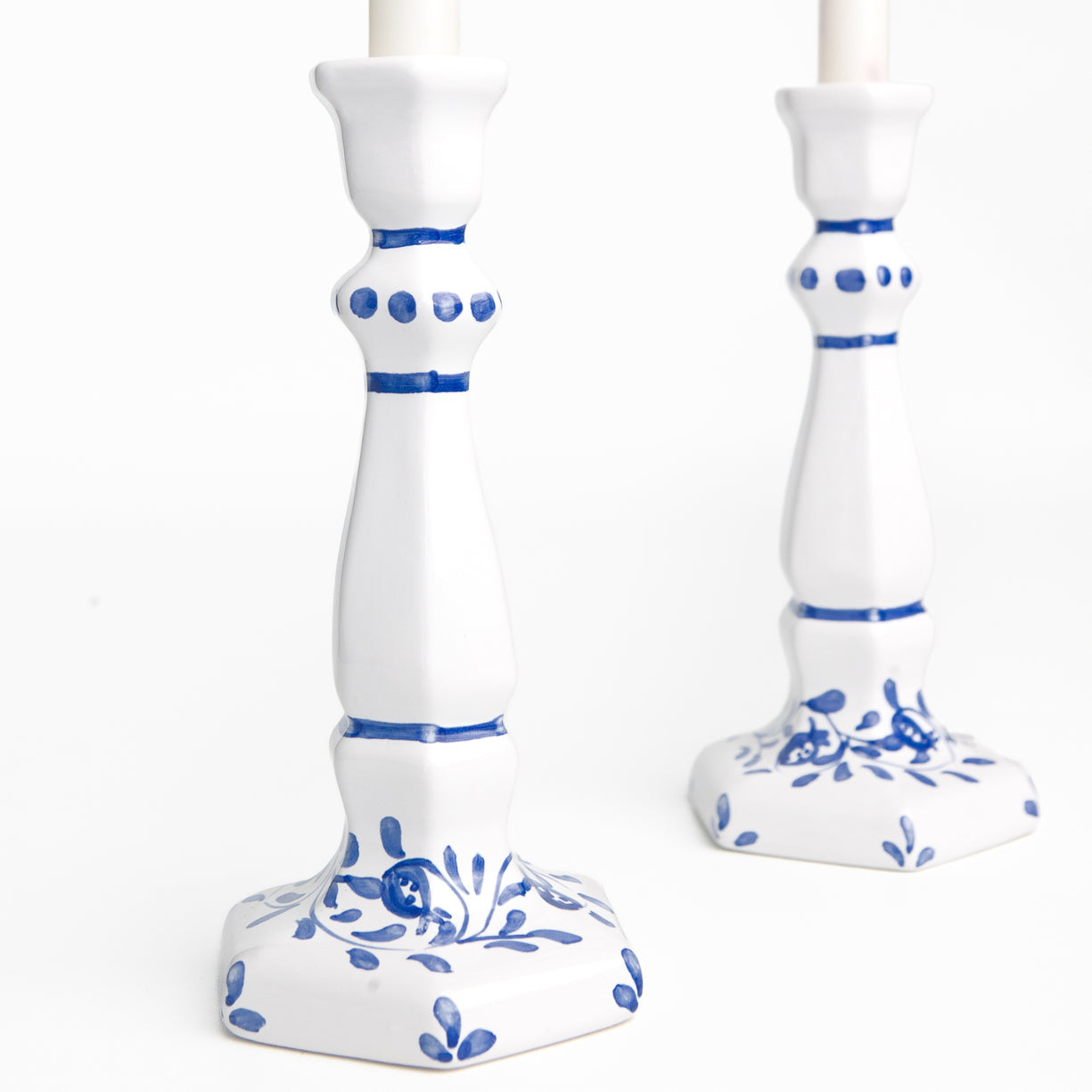 Pomegranate Scroll Candlestick Beige Set of 2