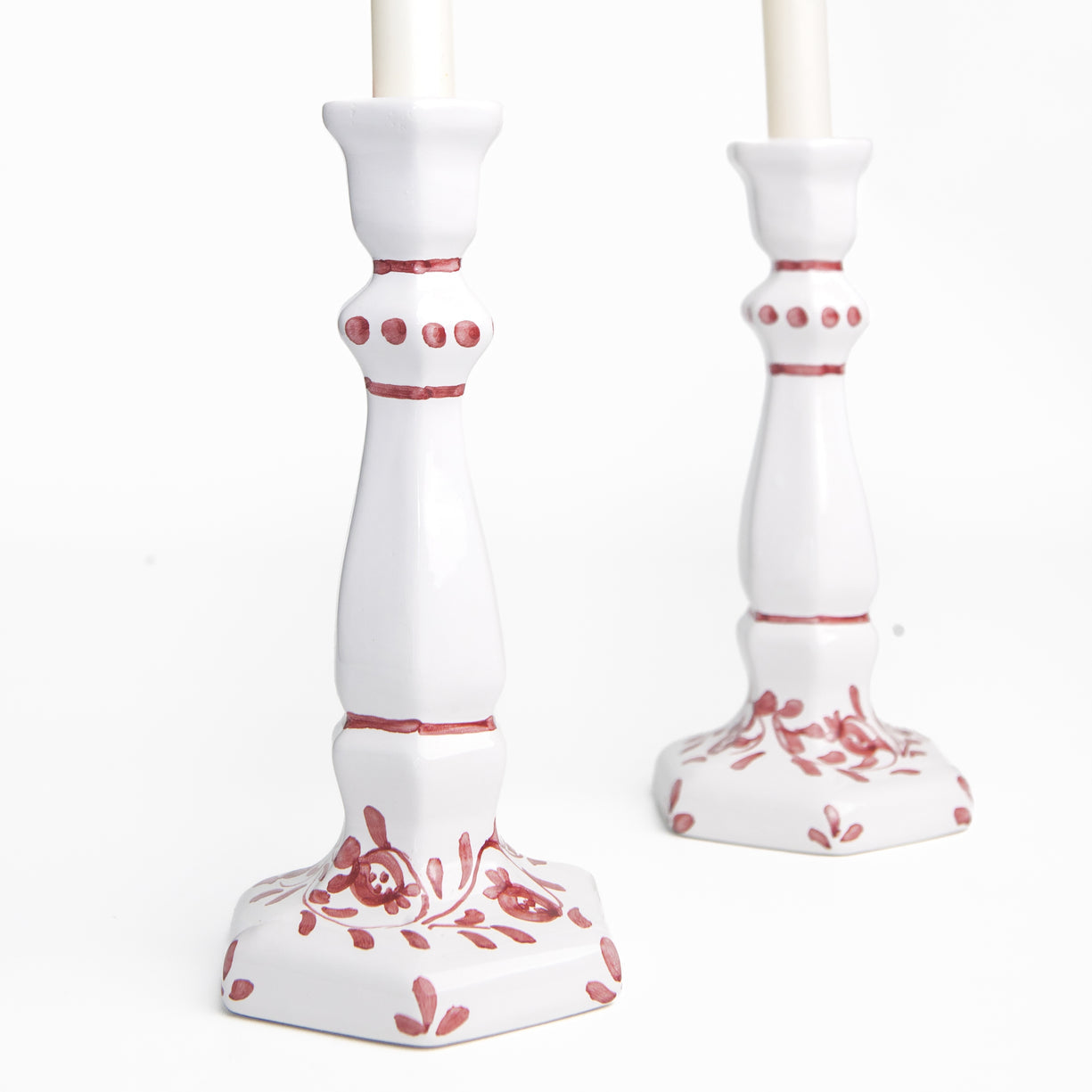 Pomegranate Scroll Candlestick Beige Set of 2