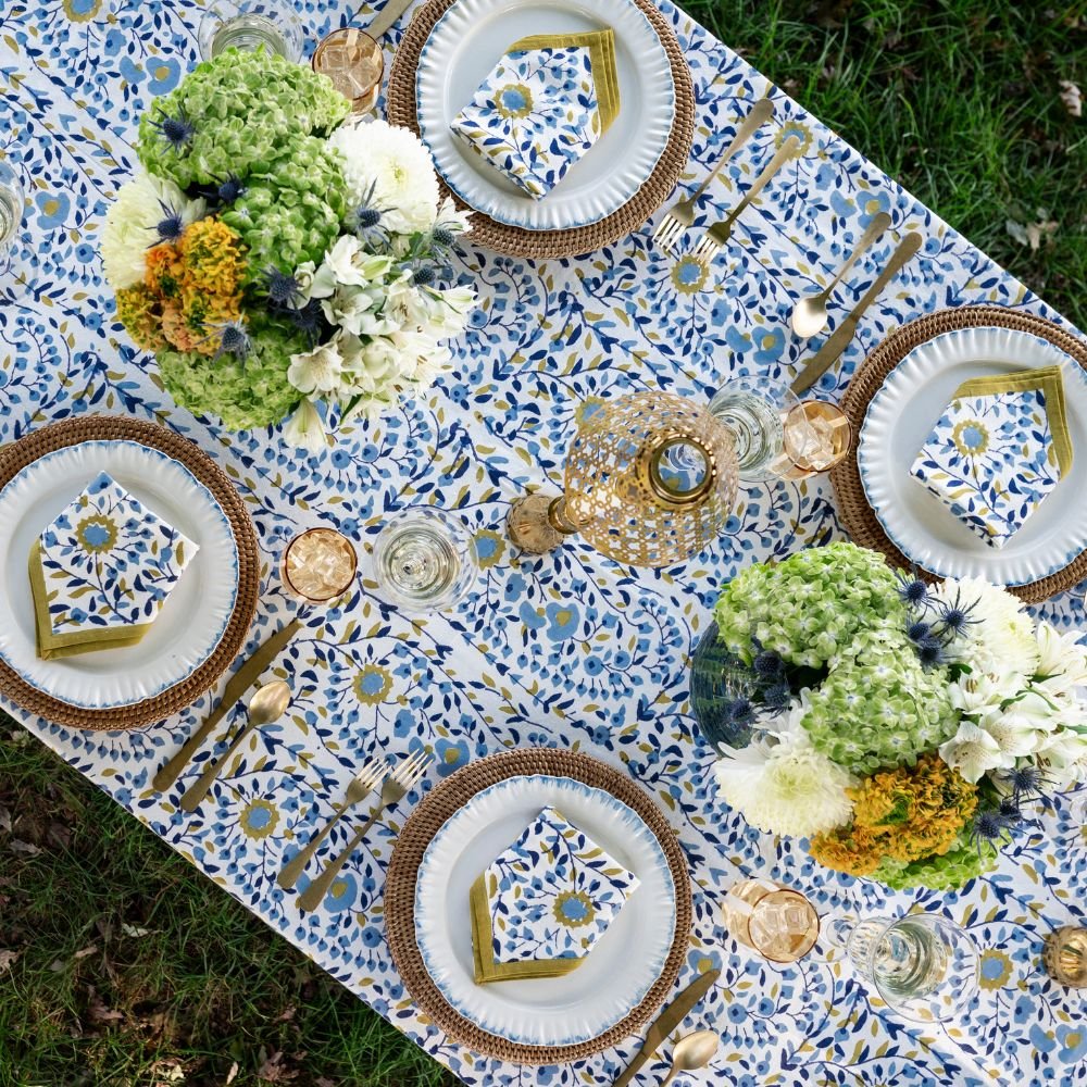 Starflower Blue & Ochre Tablecloth