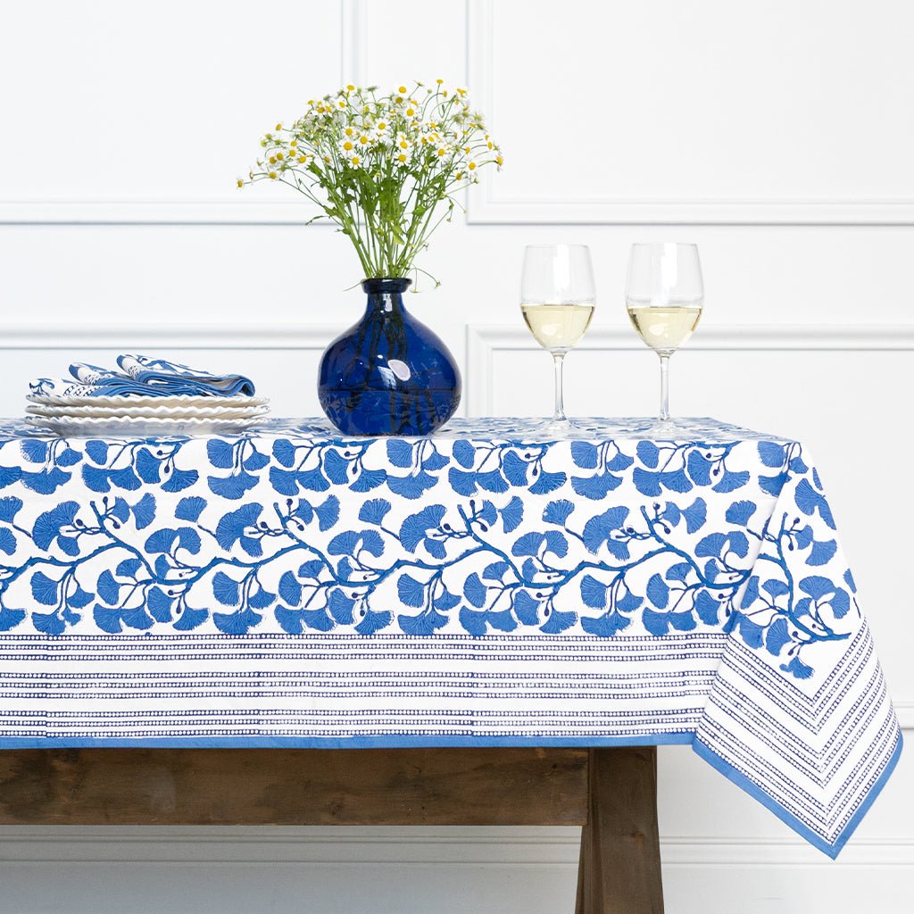 Ginkgo Blue Tablecloth