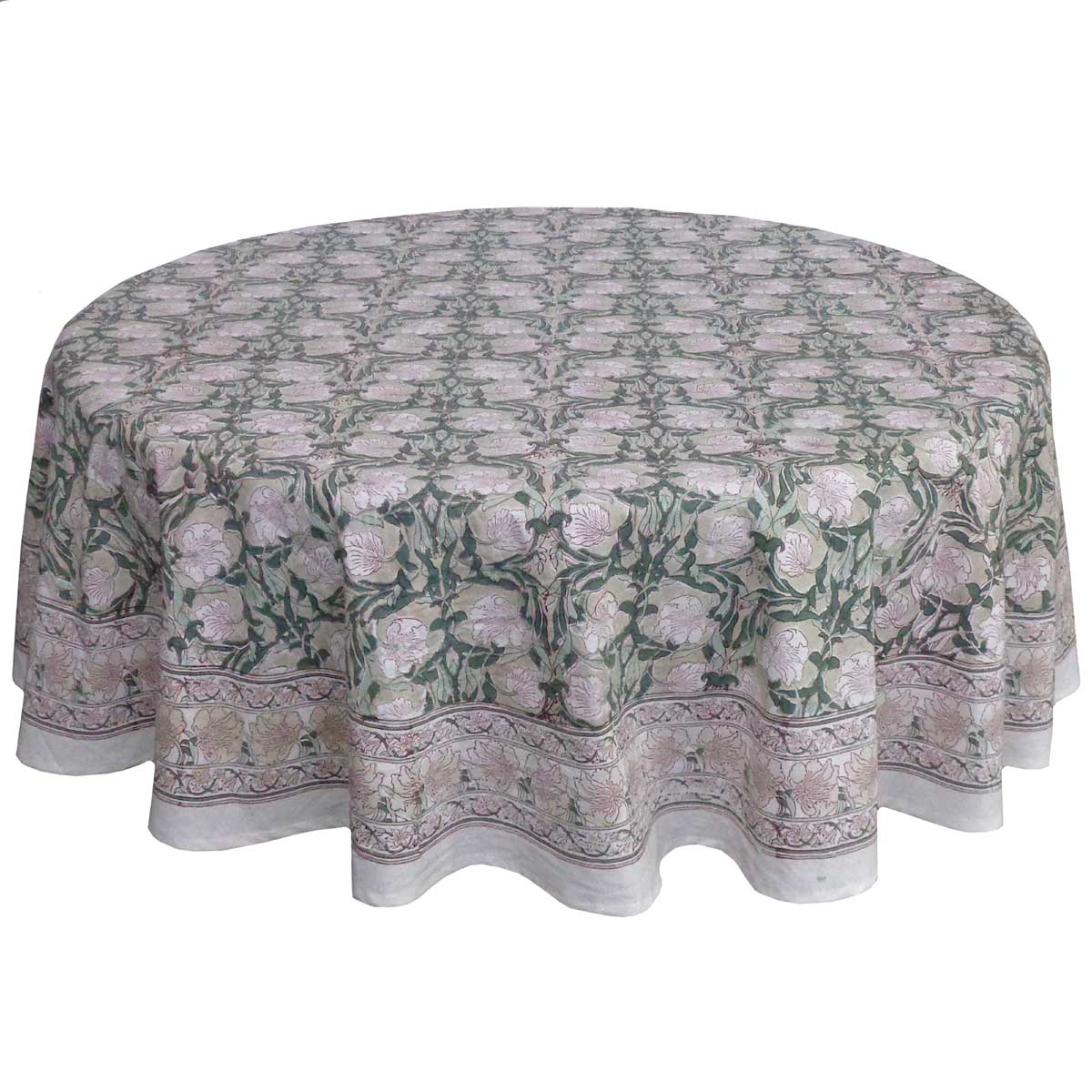 Indian Block Print Tablecloth Round 275cm (10 seater)