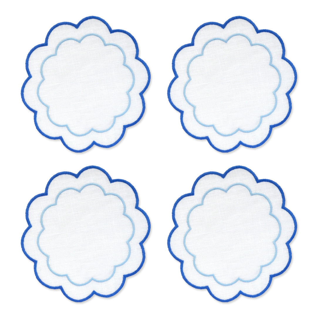 Blue Scalloped Cocktail Napkins (set of 4)