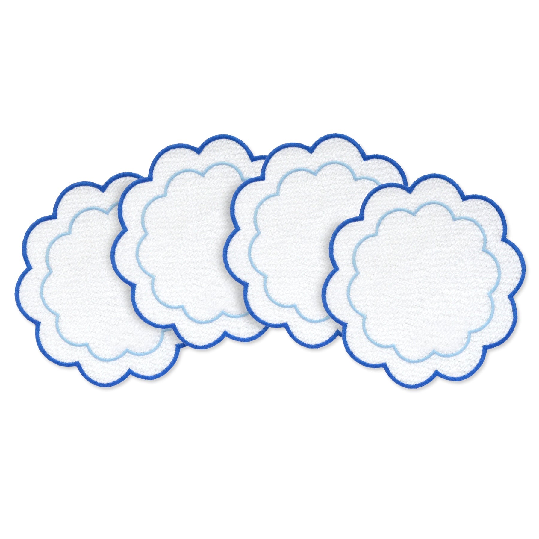 Blue Scalloped Cocktail Napkins (set of 4)