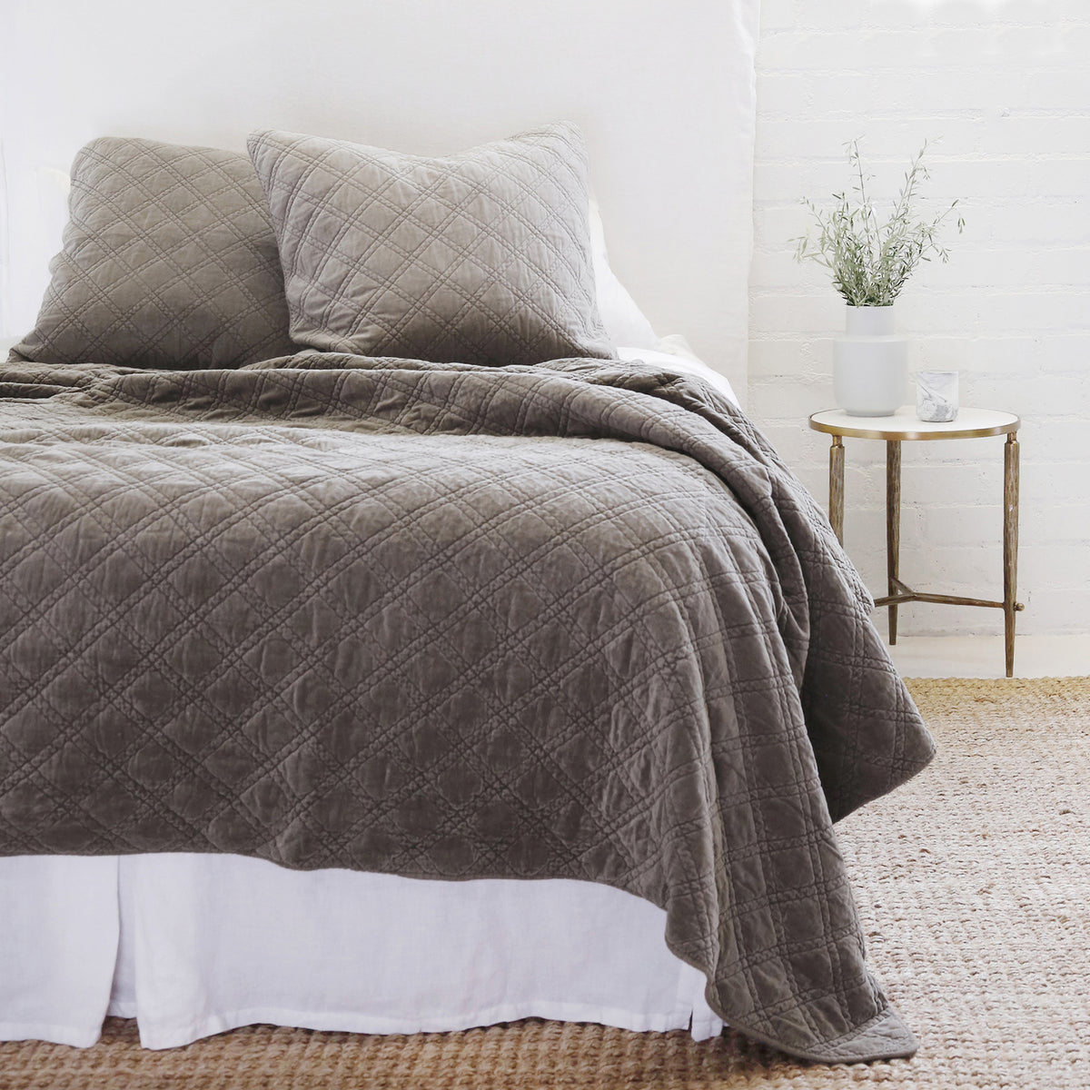 Brussels King Coverlet- Pewter