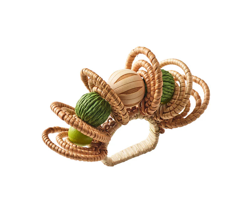 Calypso Napkin Rings - Set of 4  Green