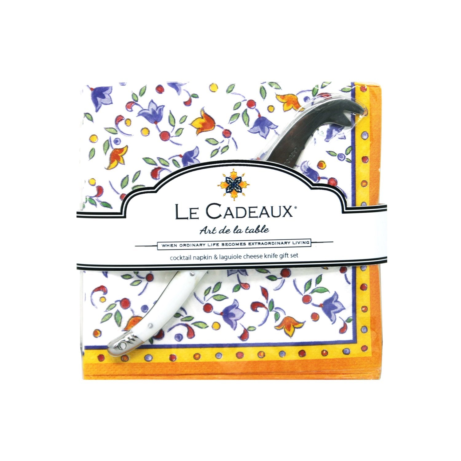 Cocktail Napkins and Laguiole Cheese Knife Gift Set