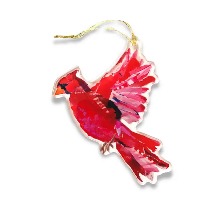 Cardinal in Flight Ornament - Acrylic