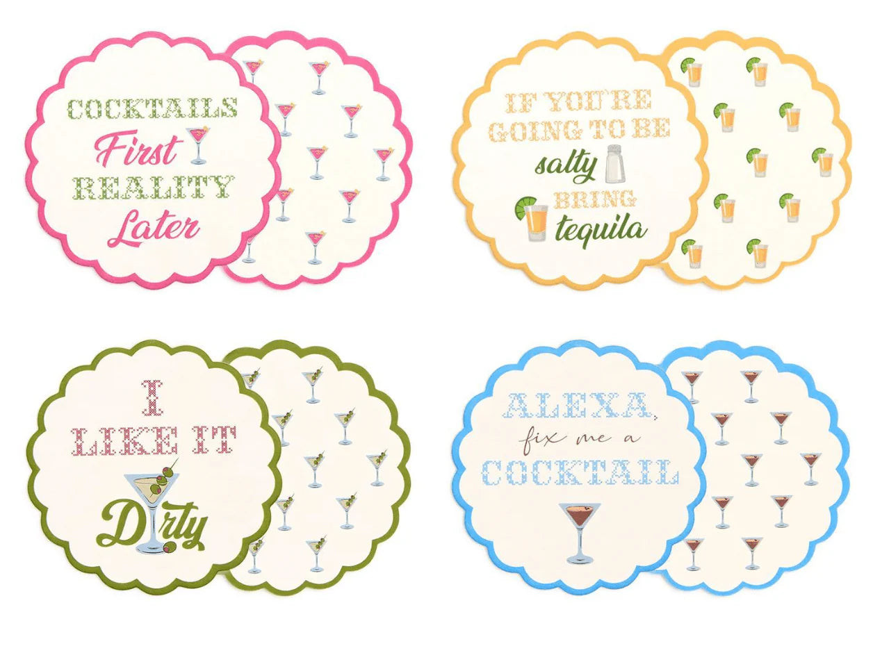 Cocktails First Coasters - Set of 24 Heavyweight Paper
