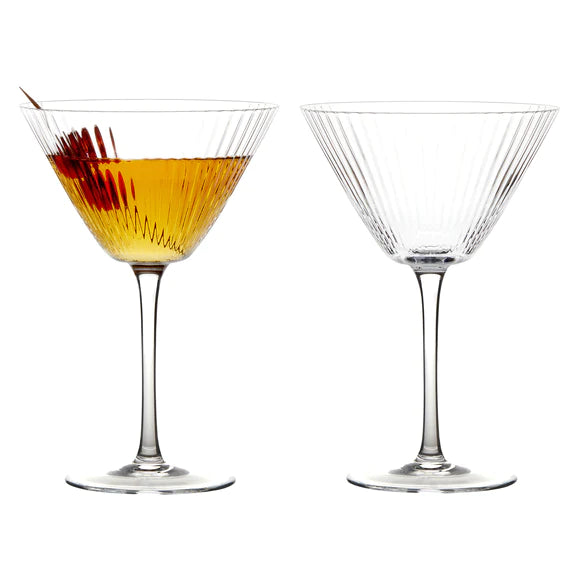 Empire Clear Ribbed Cocktail Glasses - Set of 2