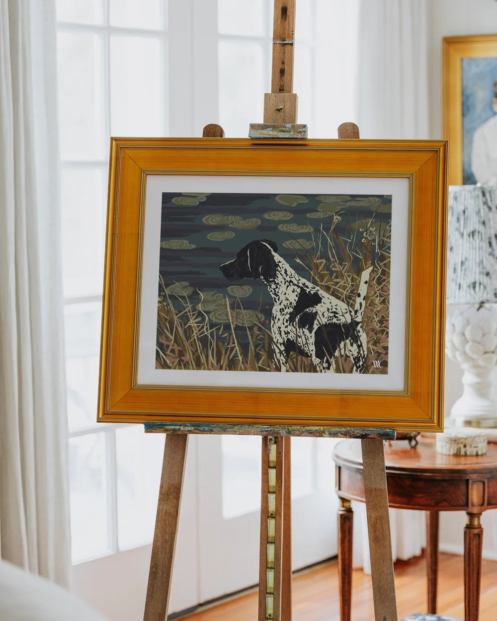 German Shorthair at Pond Framed Print
