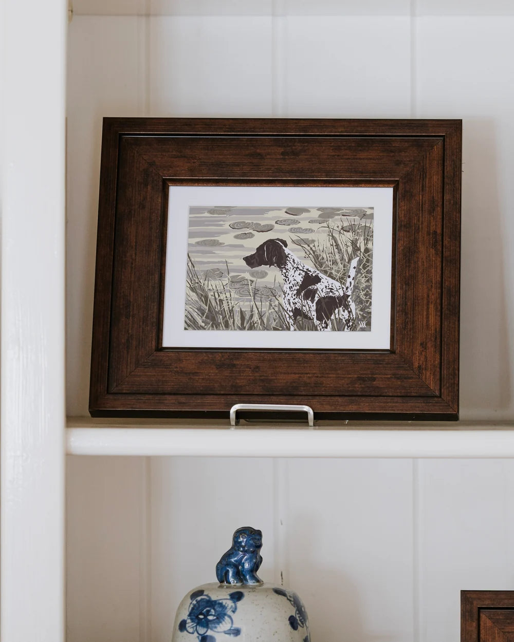 German Shorthair at Pond Framed Print