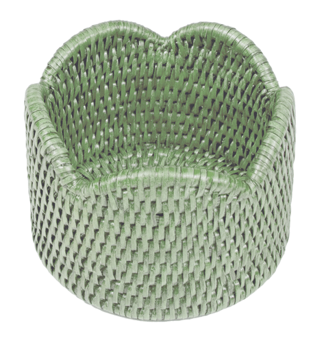 Rattan Scallop Wine Coaster-Green