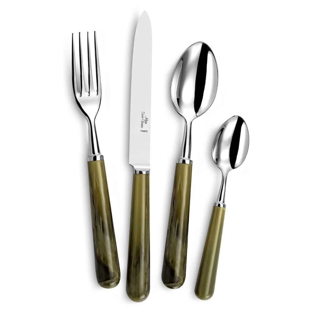 Basic Green Marble 5 piece place setting