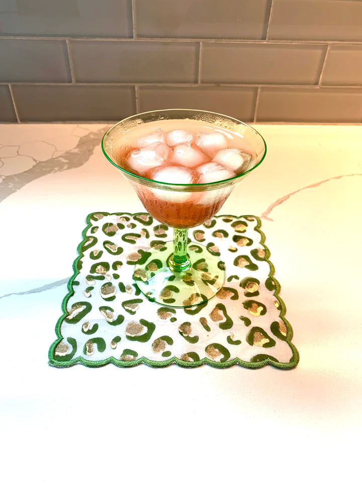 Cheetah Spots Green Cocktail Napkins - set of 6