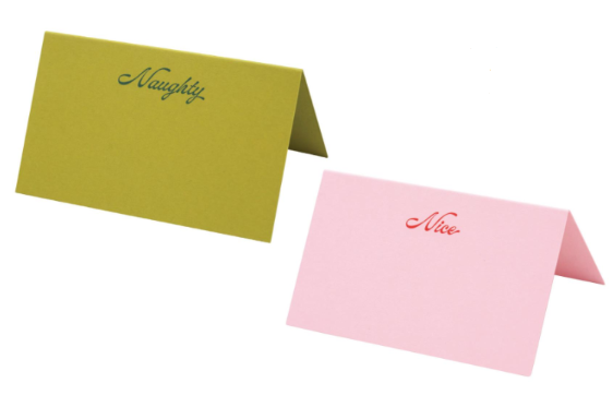 Engraved Naughty or Nice Place Cards