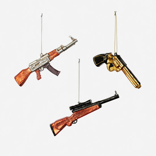 Gun Ornament - Glass - Assorted Styles