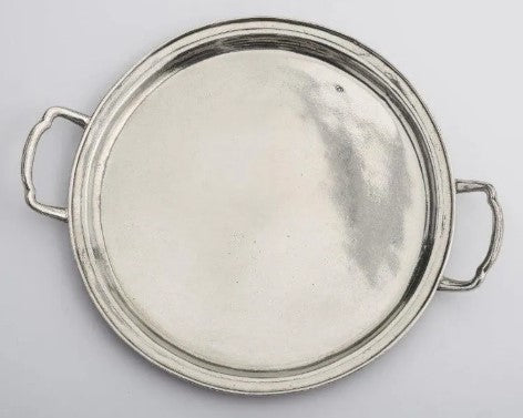 Legacy Pewter Inglese Medium Round Tray with Handles