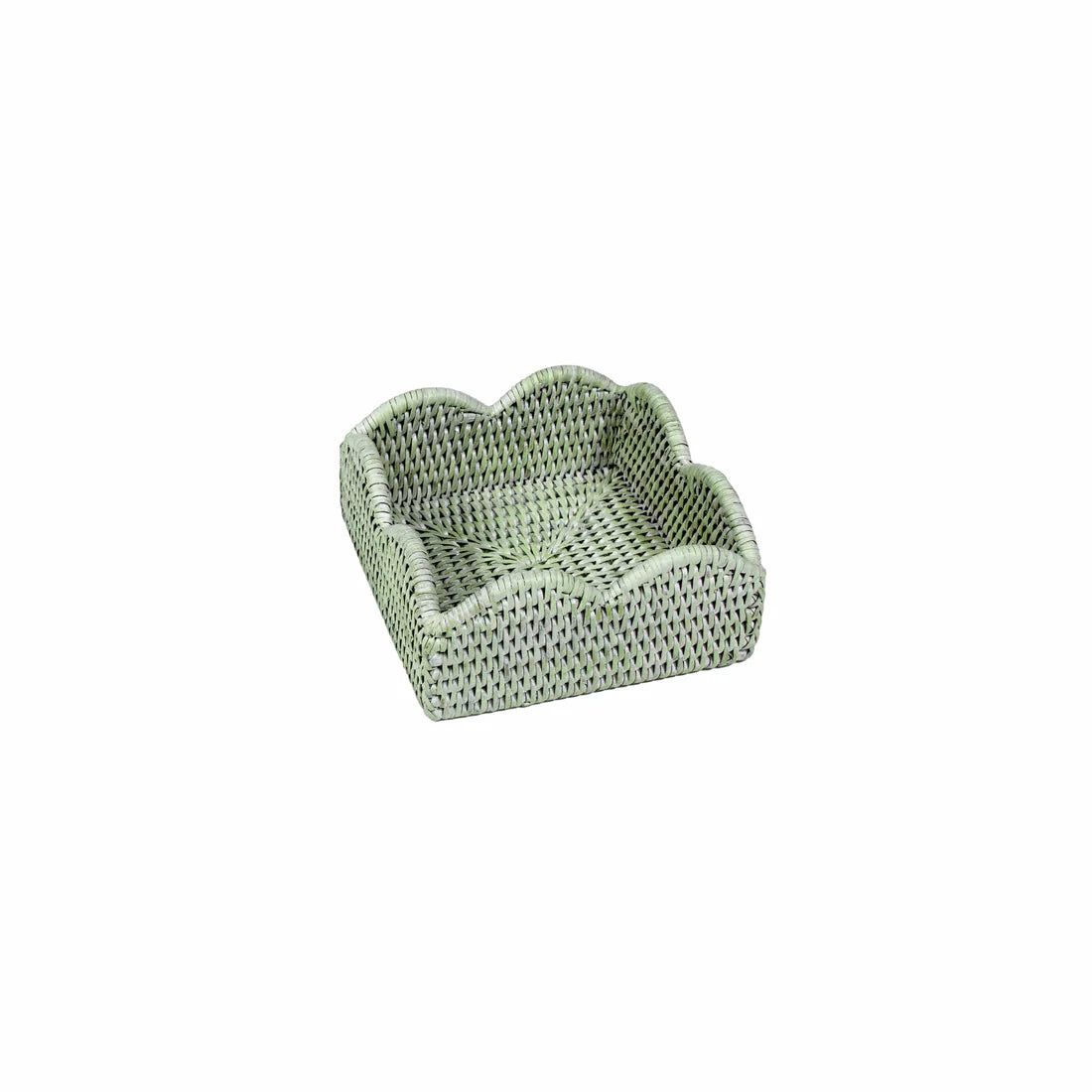 Rattan Scallop Cocktail Napkin Holder-Green