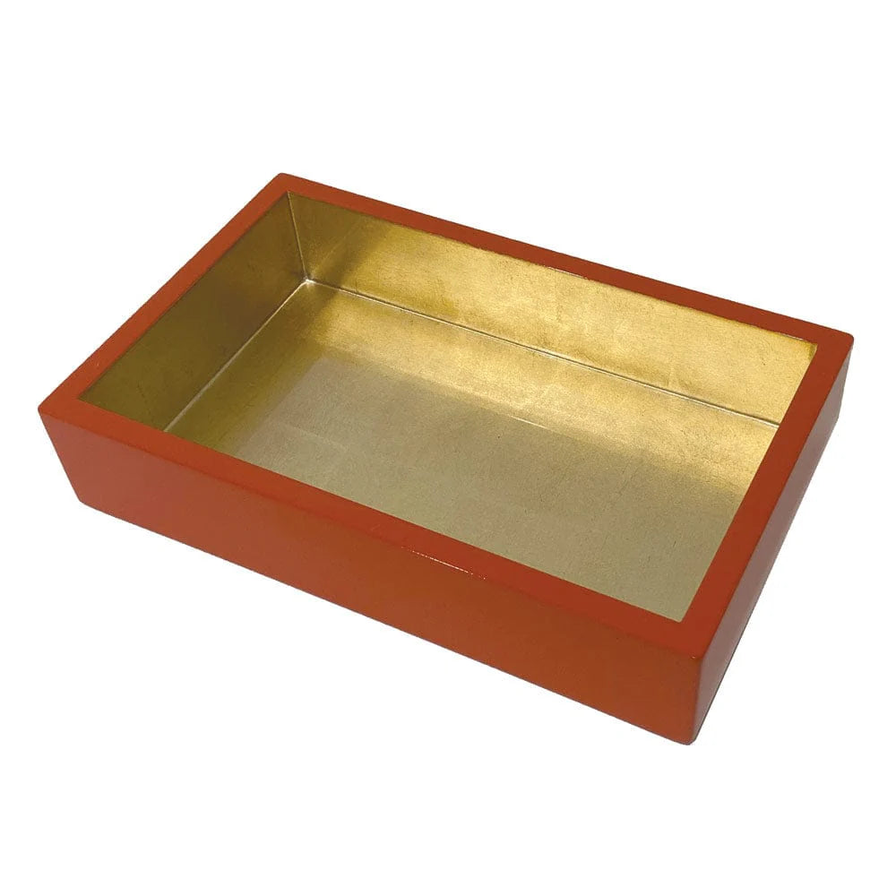 Coral With Gold-Lacquer Tabletop Guest Towel Holder