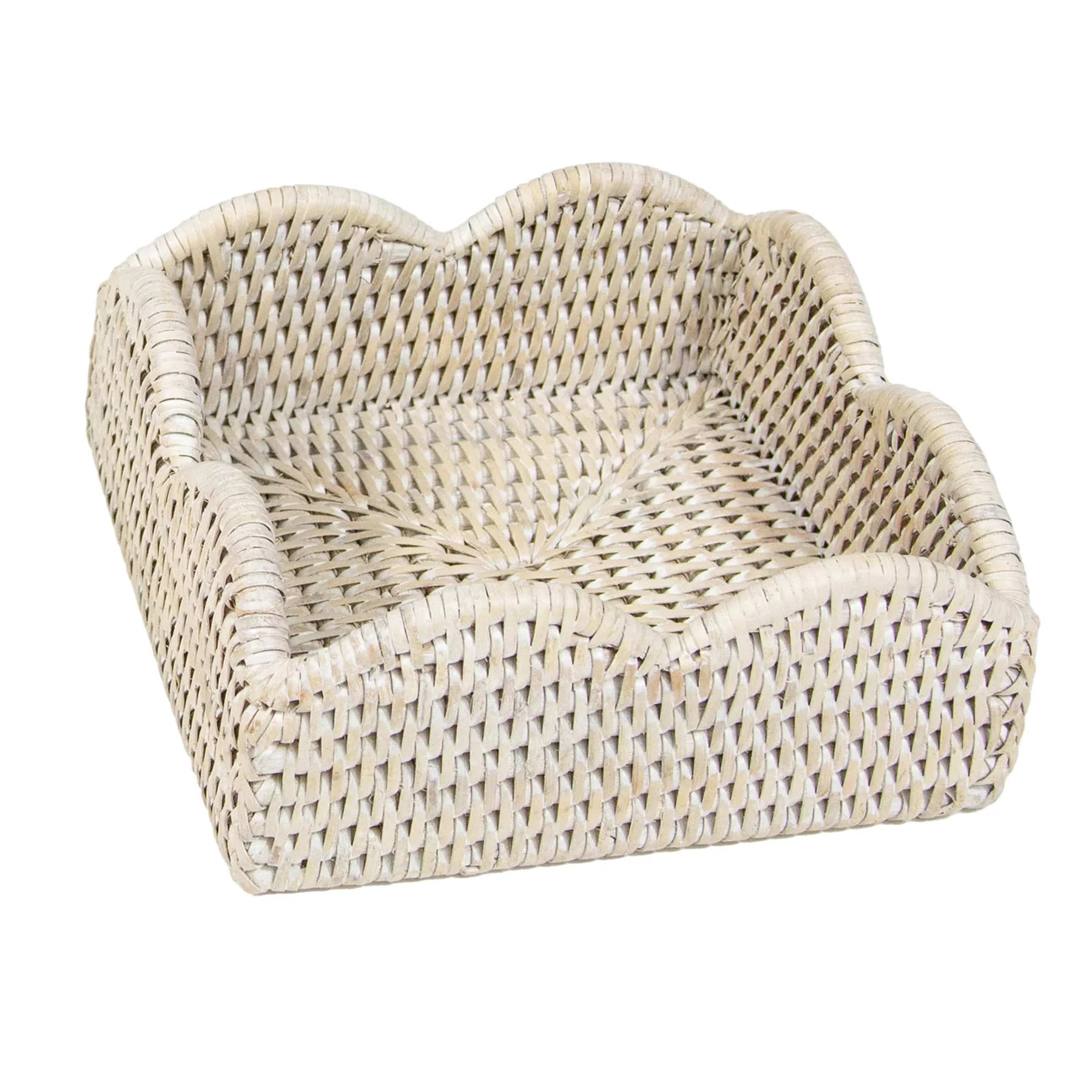 Rattan Scallop Luncheon Napkin Holder Cream