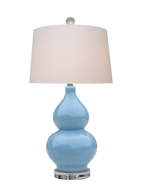Ice Blue Gourd Lamp with Crystal Base