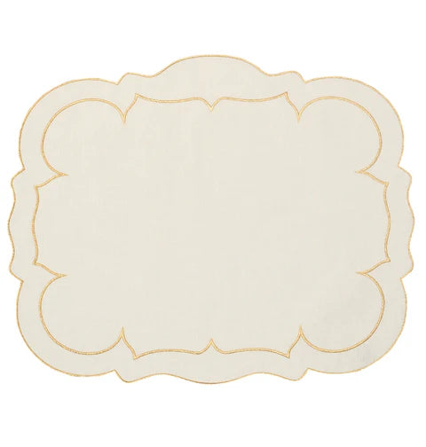 Linho Placemats Scalloped Rectangular Set of 4