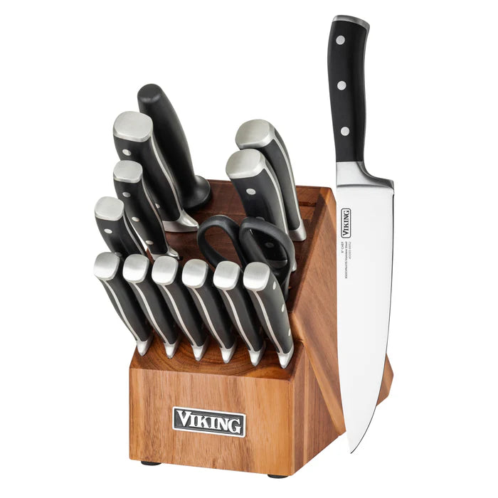 Viking 15 Piece Knife Set with Acacia Wood Block