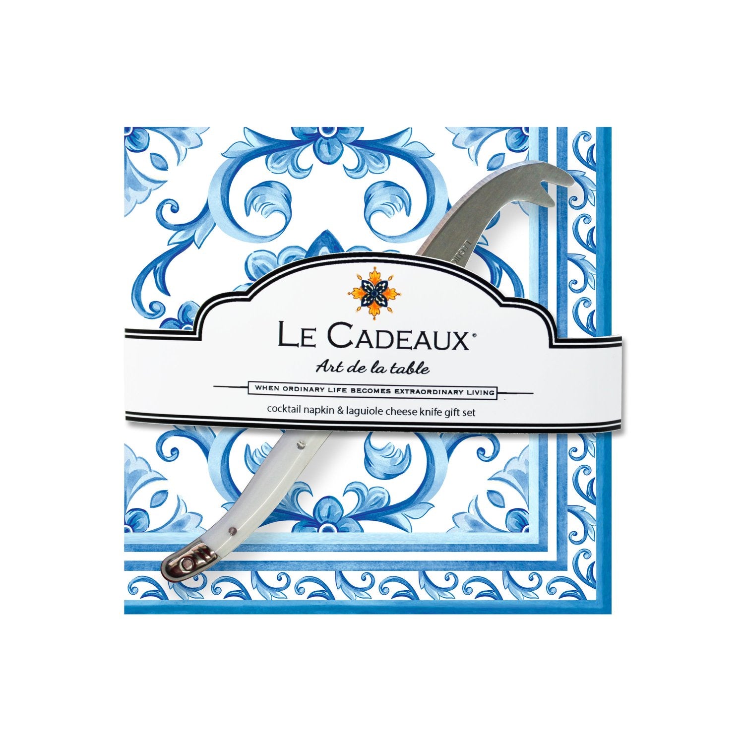 Cocktail Napkins and Laguiole Cheese Knife Gift Set