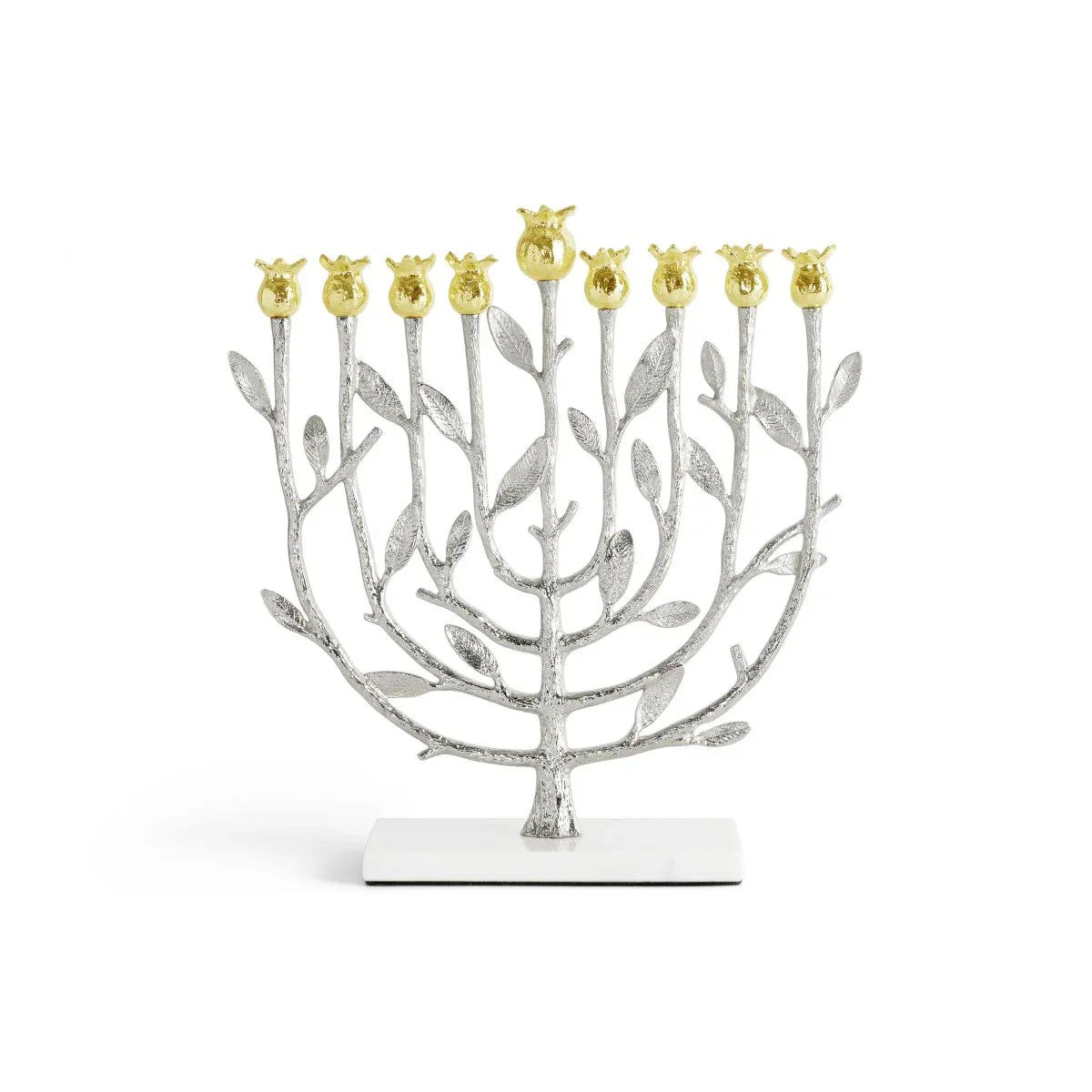 Pomegranate Silver and Gold Menorah