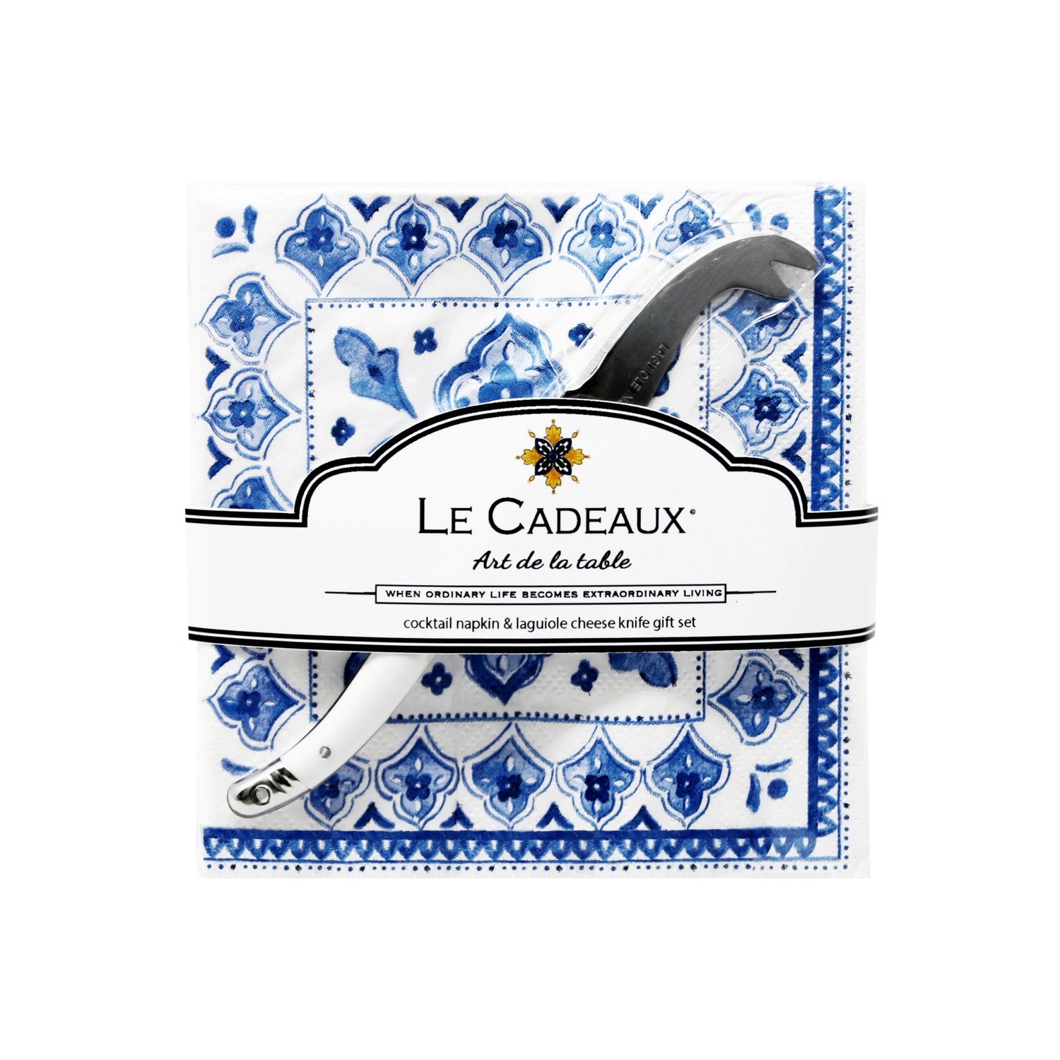 Cocktail Napkins and Laguiole Cheese Knife Gift Set