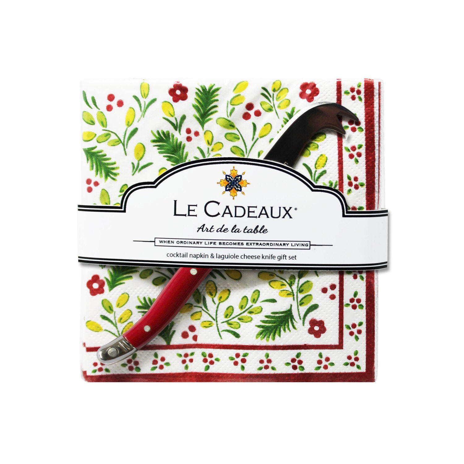 Cocktail Napkins and Laguiole Cheese Knife Gift Set