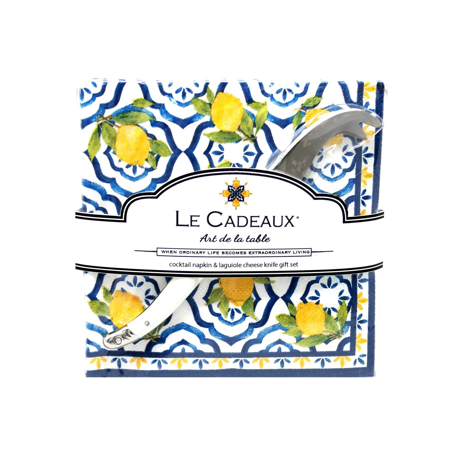 Cocktail Napkins and Laguiole Cheese Knife Gift Set