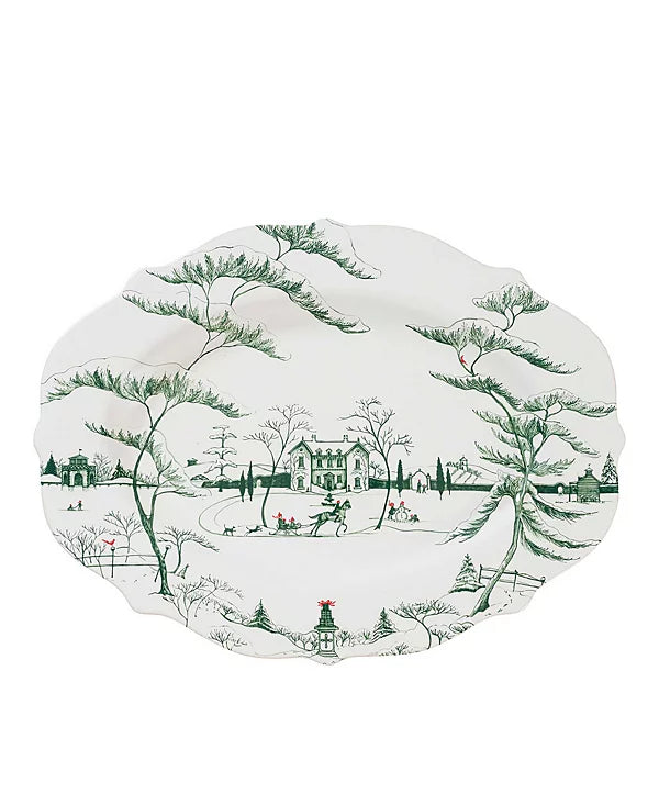 Country Estate Winter Frolic Evergreen Platter