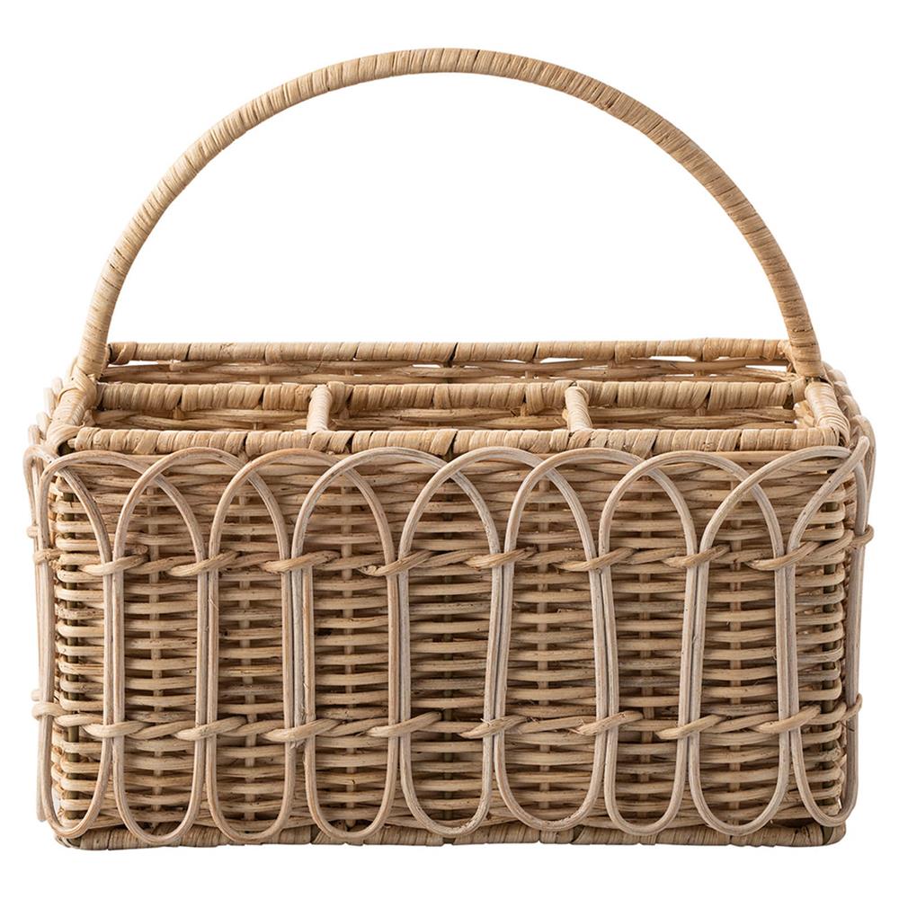 Provence Rattan Silverware Caddy with Place for Napkins