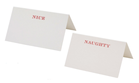 Engraved Naughty or Nice Place Cards