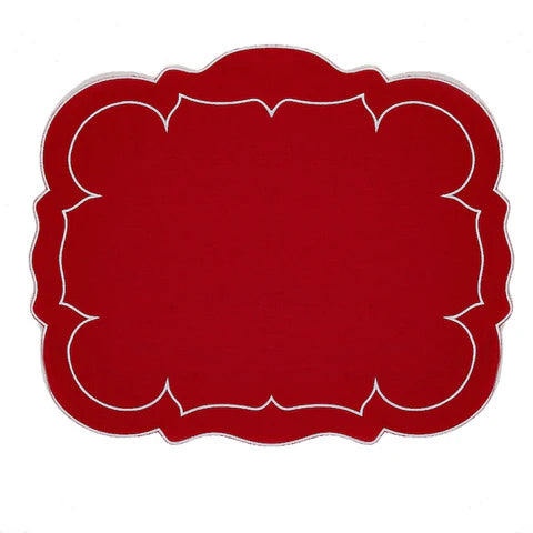 Linho Placemats Scalloped Rectangular Set of 4